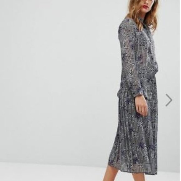 Midi Pleated Skirt Floral Print - Picture 2 of 5